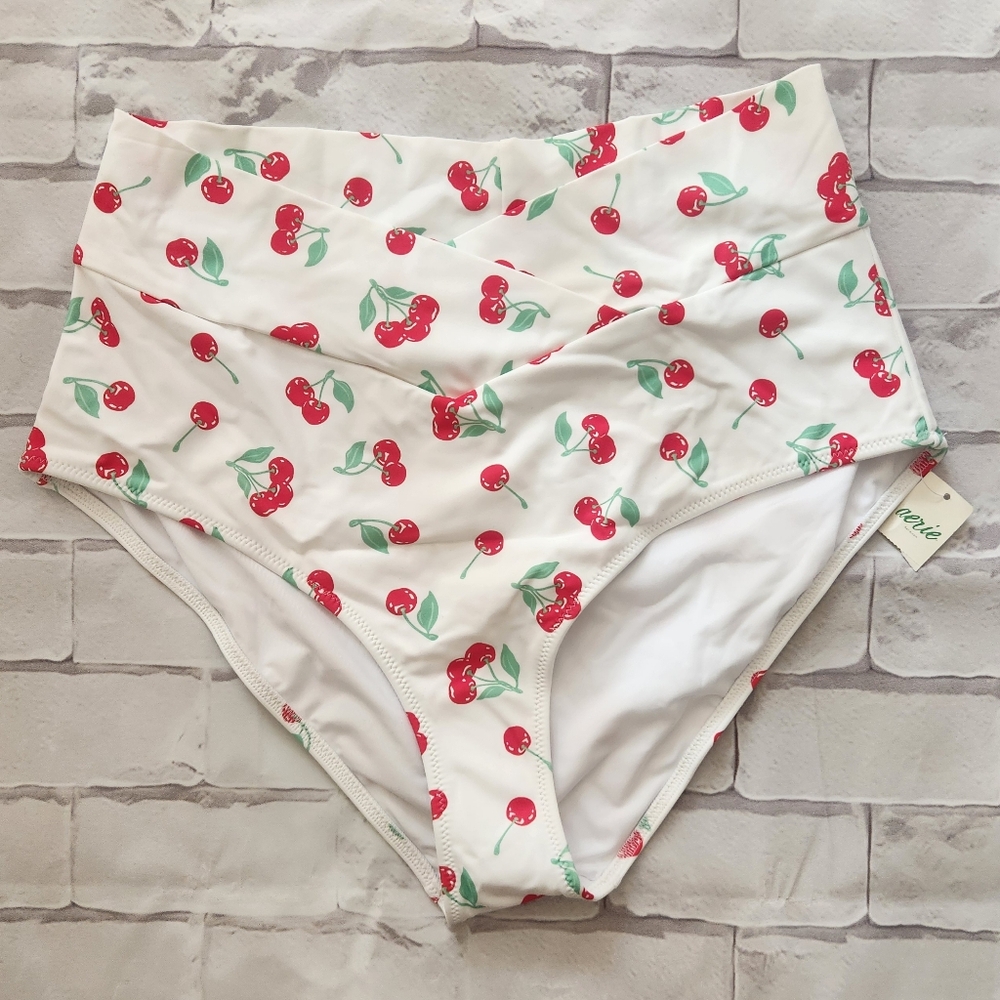 NWT- aerie Crossover High Waisted Bikini Bottom - Picture 3 of 8
